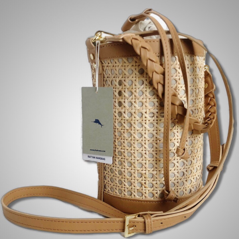Tommy Bahama Cane Rattan Bucket Handbag NWT
